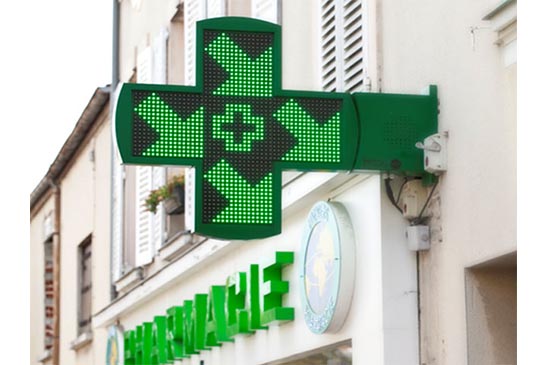 enseigne lumineuse pharmacie, croix de pharmacie leds