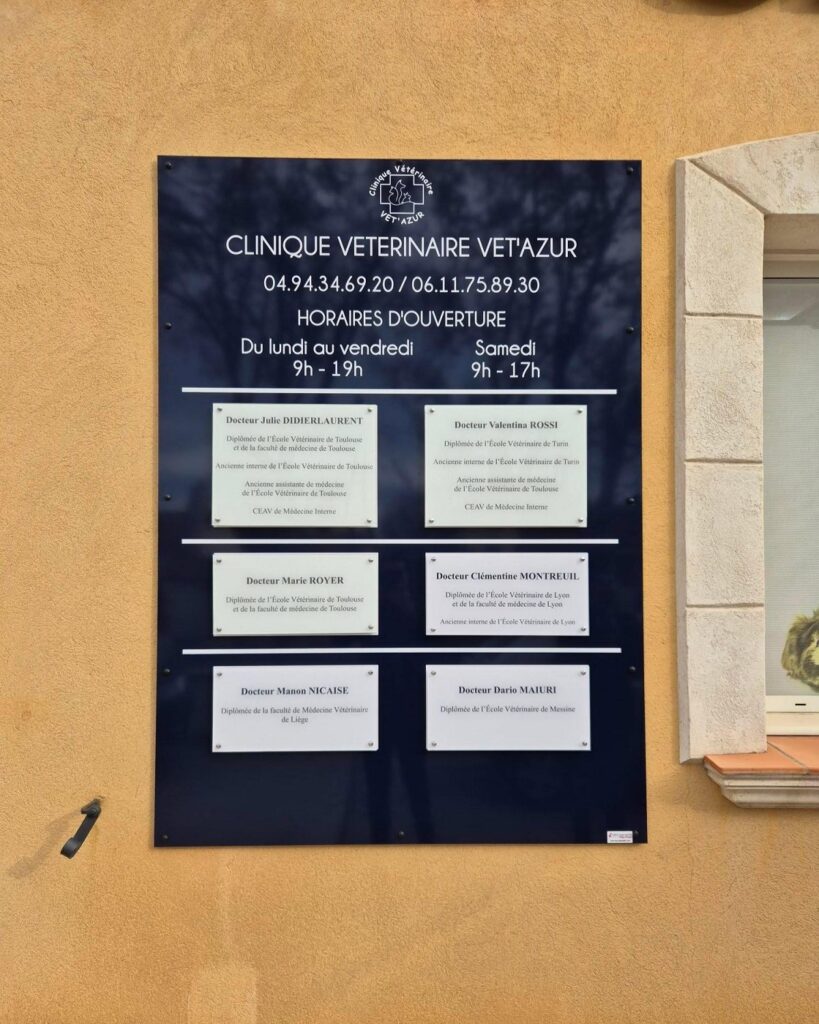 Création plaques professionnelles vétérinaires
